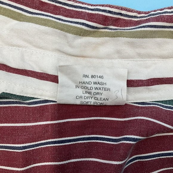 Vintage Mic Stripe Button Short Sleeve Cotton Casual Shirt Chest Pocket Oman M - Picture 5 of 9